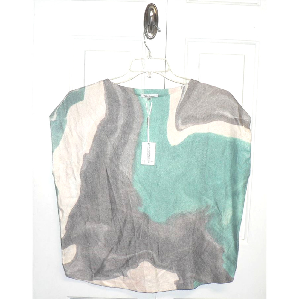 Vila Milano Women’s Luscious Abstract Printed Short Sleeve Knit Top Multi M $70